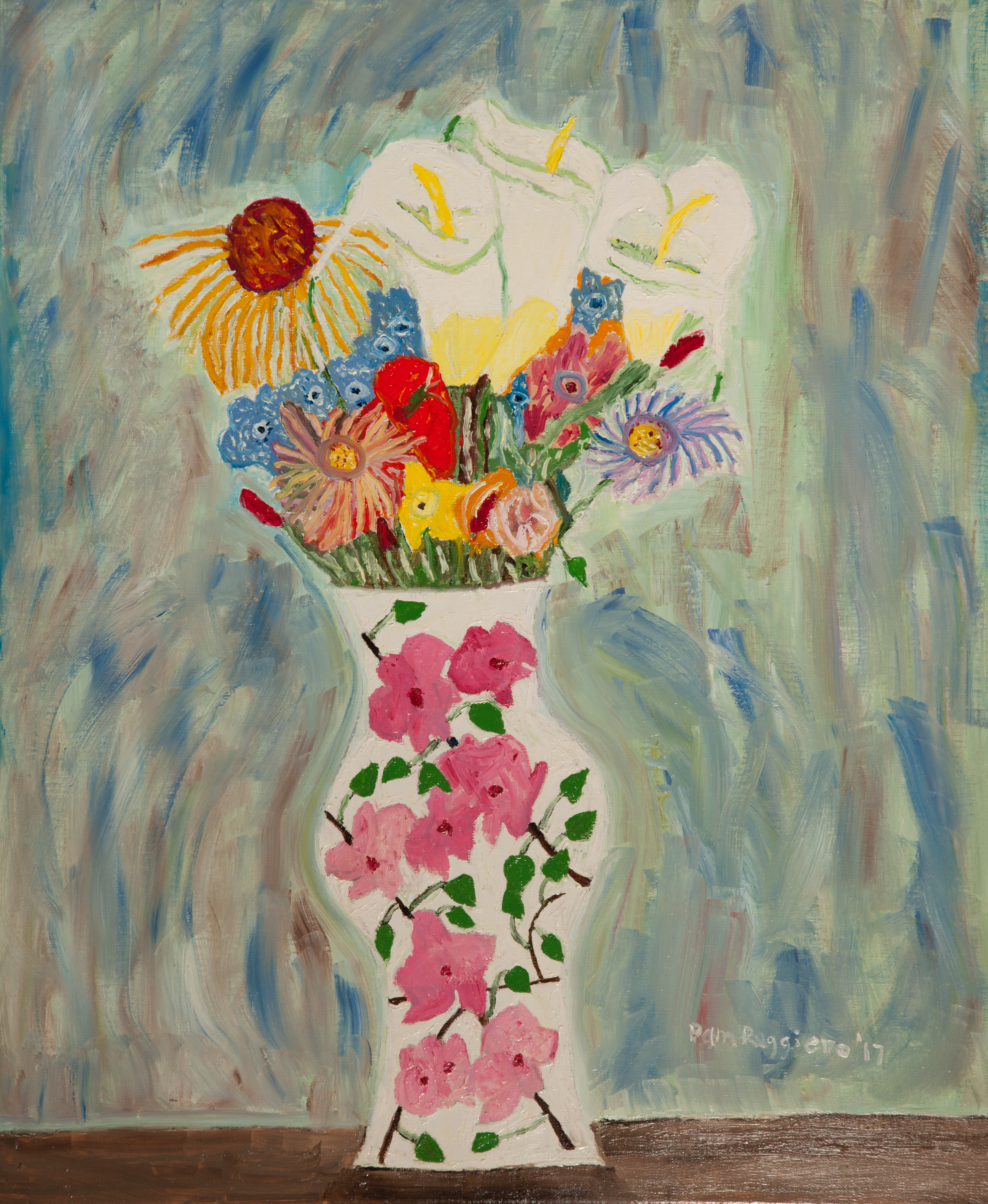 "Leaning Flowered Vase"
